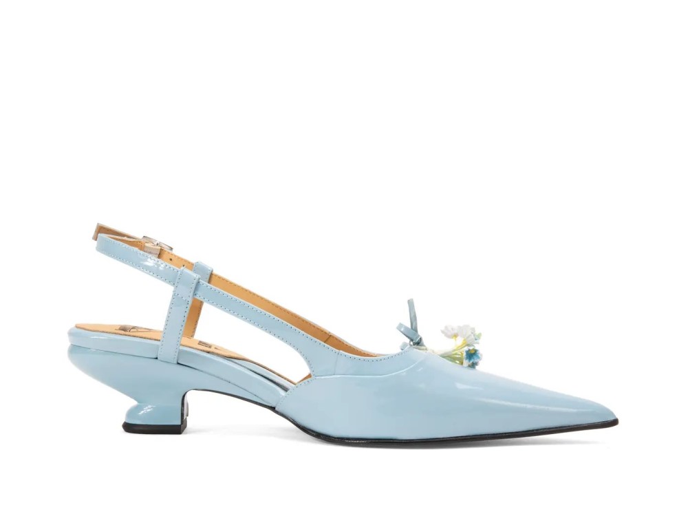 John Fluevog Arla - Blue | Pointed Slingback Heels