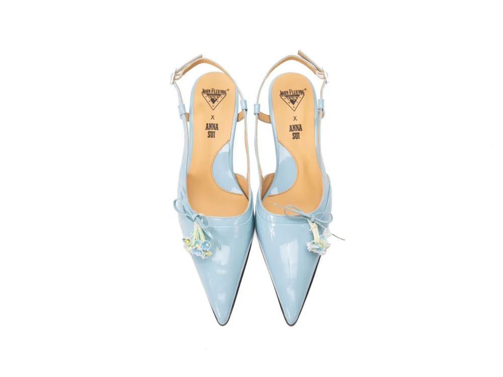 John Fluevog Arla - Blue | Pointed Slingback Heels