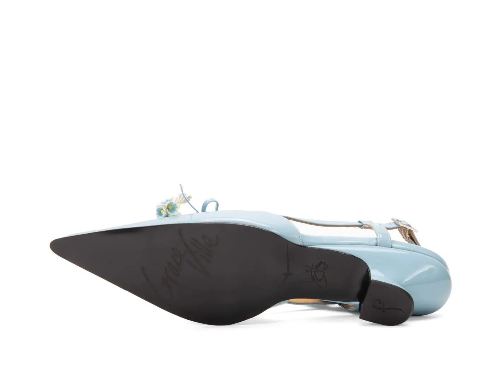 John Fluevog Arla - Blue | Pointed Slingback Heels