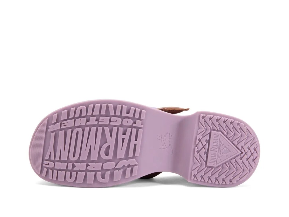 John Fluevog Delight - Brown/Purple | Classic Mary Janes with Puffy Strap
