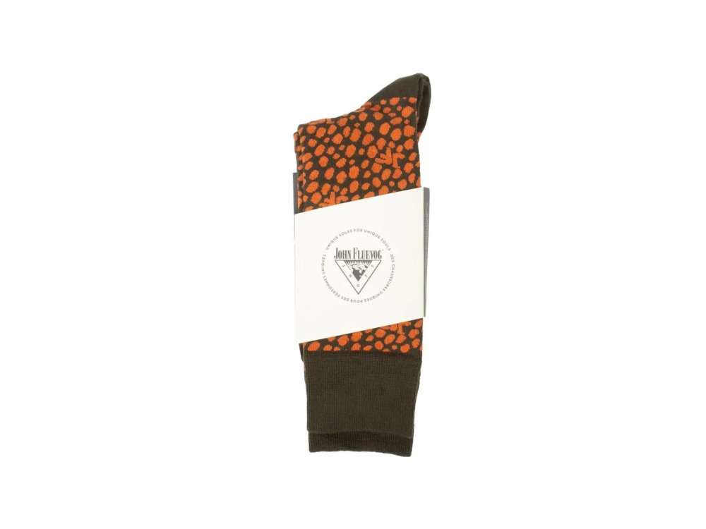 John Fluevog Coby - Orange/Green | Socks with Dotted Design