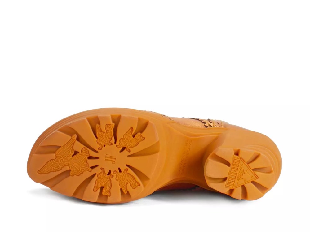 John Fluevog Bebop - Metallic Orange | Metallic Mid Heel Brogue Boots