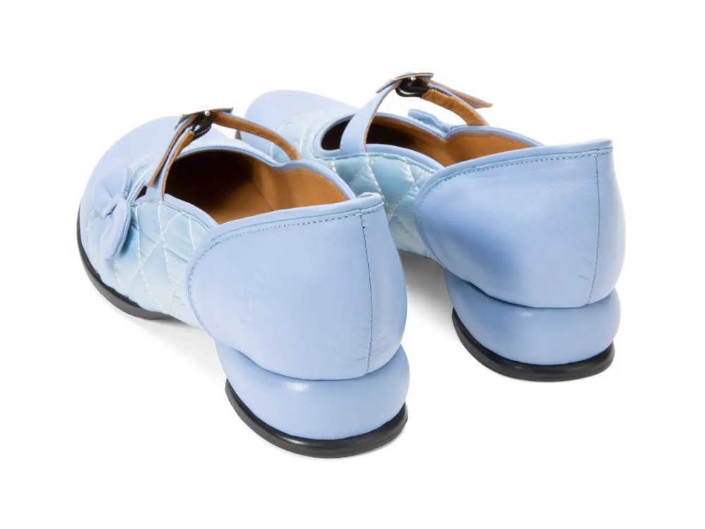 John Fluevog Marni - Blue Iridescent | Quilted Mary Janes With A Bow