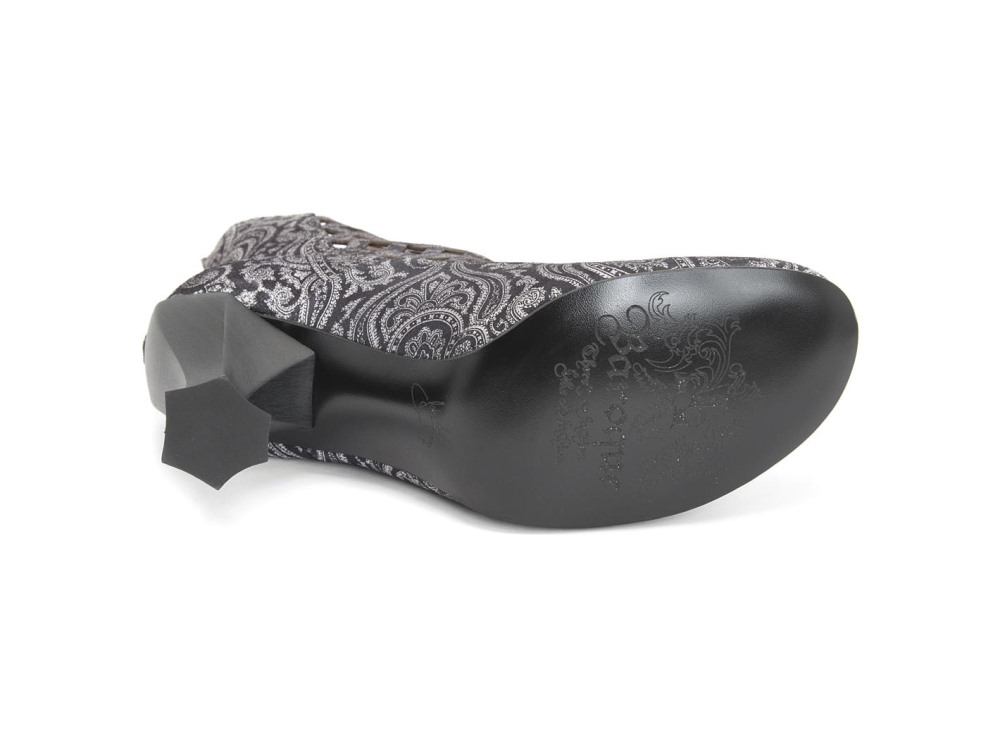 John Fluevog Murillo - Grey Paisley | Diamond-Perforated Boots