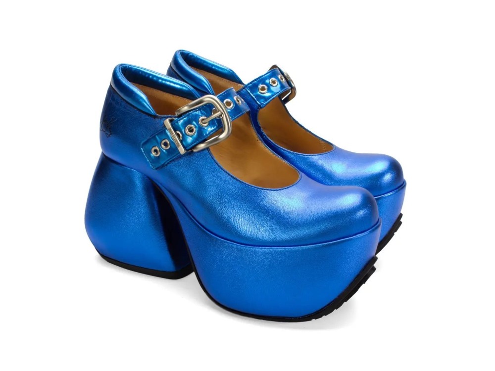 John Fluevog Kool - Blue Metallic | Platform Mary Jane Heels