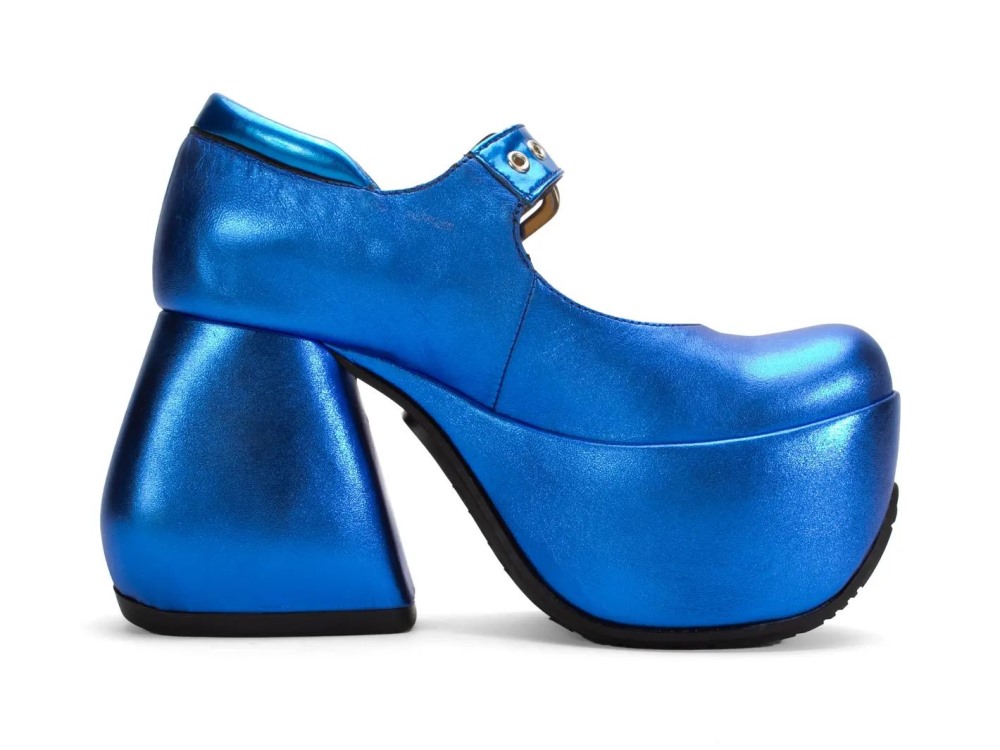 John Fluevog Kool - Blue Metallic | Platform Mary Jane Heels
