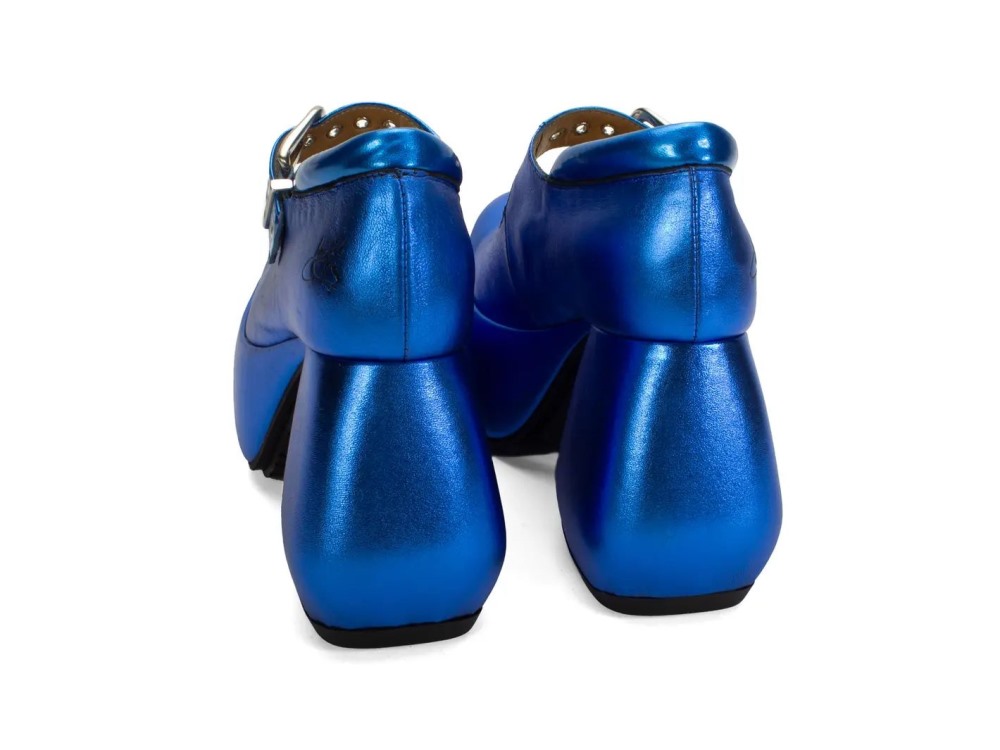 John Fluevog Kool - Blue Metallic | Platform Mary Jane Heels