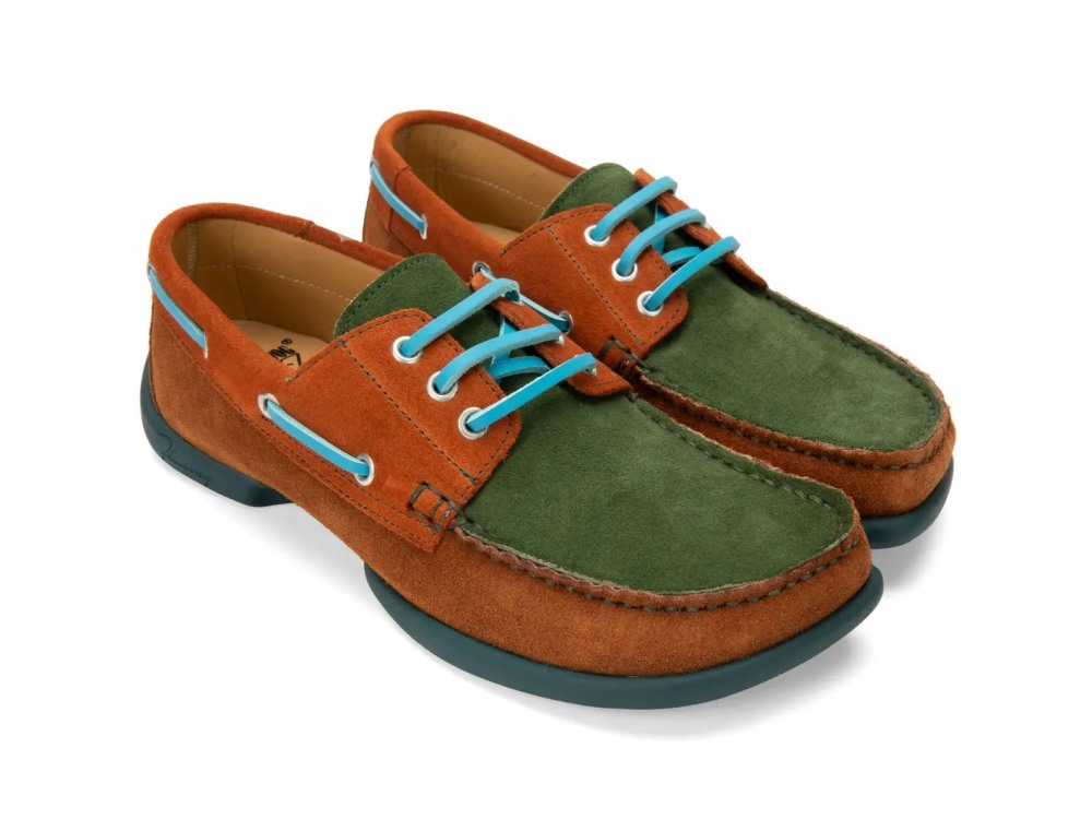 John Fluevog Sailor Swift - Brown/Green | Loafer Boat Shoes