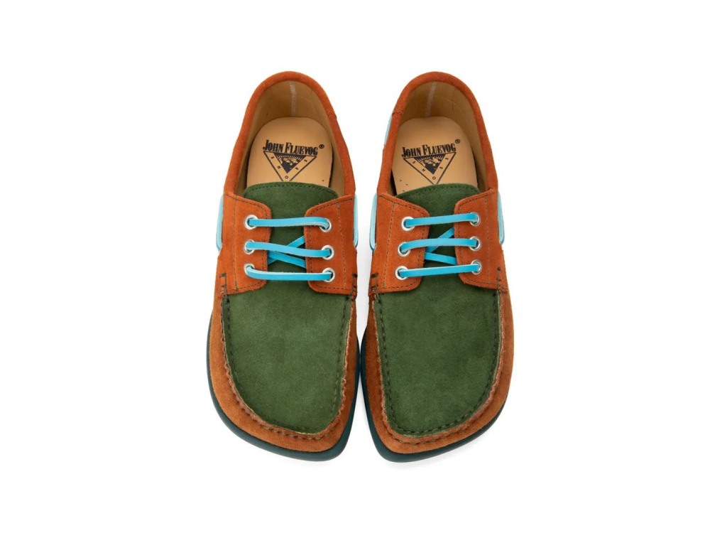 John Fluevog Sailor Swift - Brown/Green | Loafer Boat Shoes