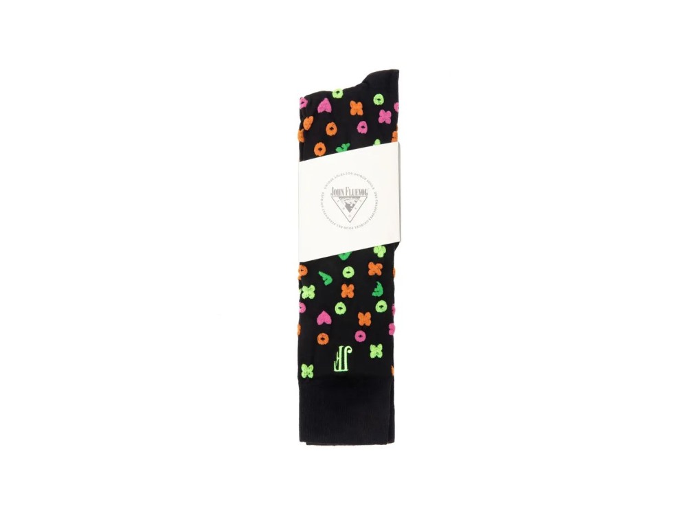 John Fluevog Soki - Black/Neon | Knee-High Fluffy Icon Socks
