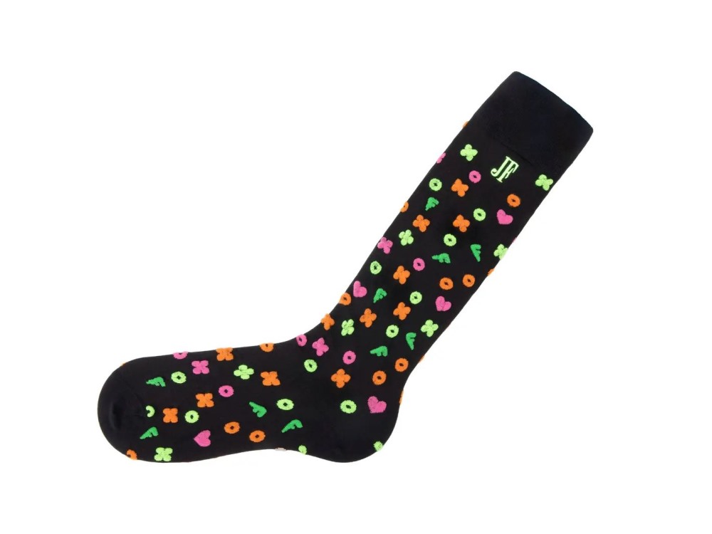 John Fluevog Soki - Black/Neon | Knee-High Fluffy Icon Socks