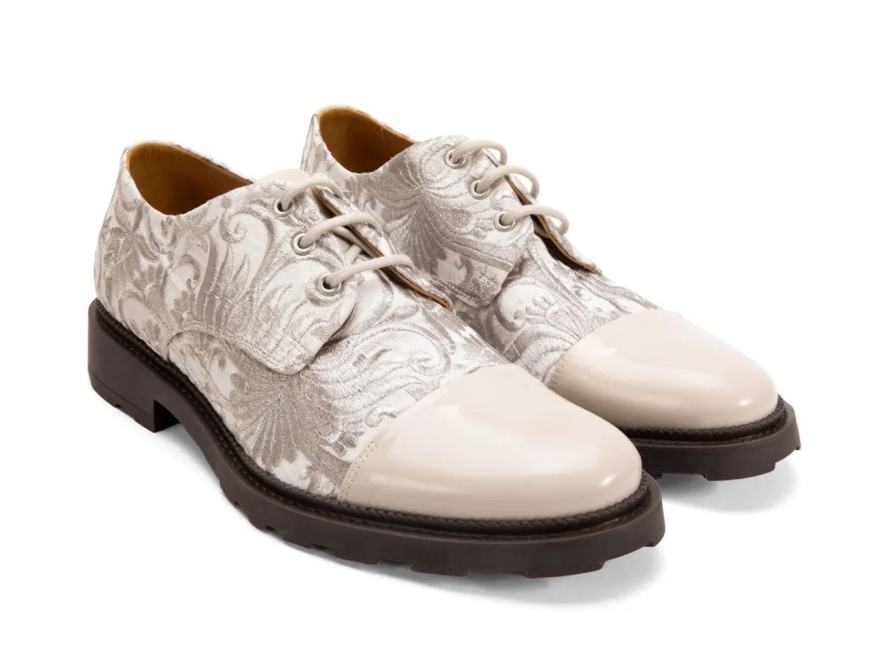 John Fluevog Oakland - Off White | Classic Toe-Capped Derby Shoes