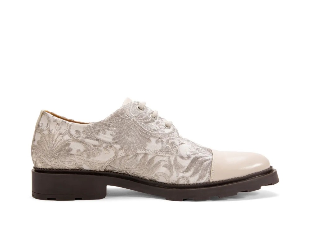John Fluevog Oakland - Off White | Classic Toe-Capped Derby Shoes
