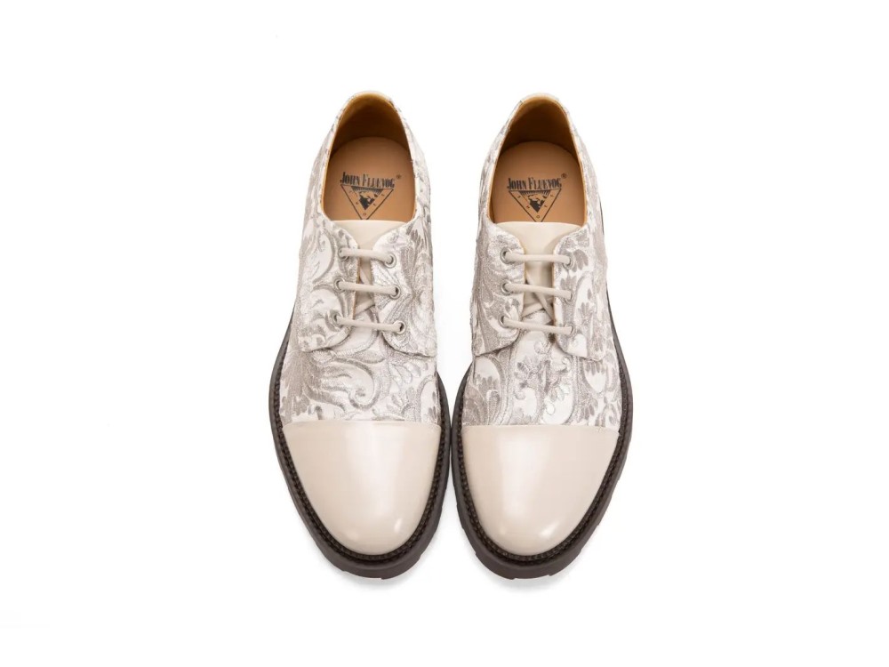 John Fluevog Oakland - Off White | Classic Toe-Capped Derby Shoes