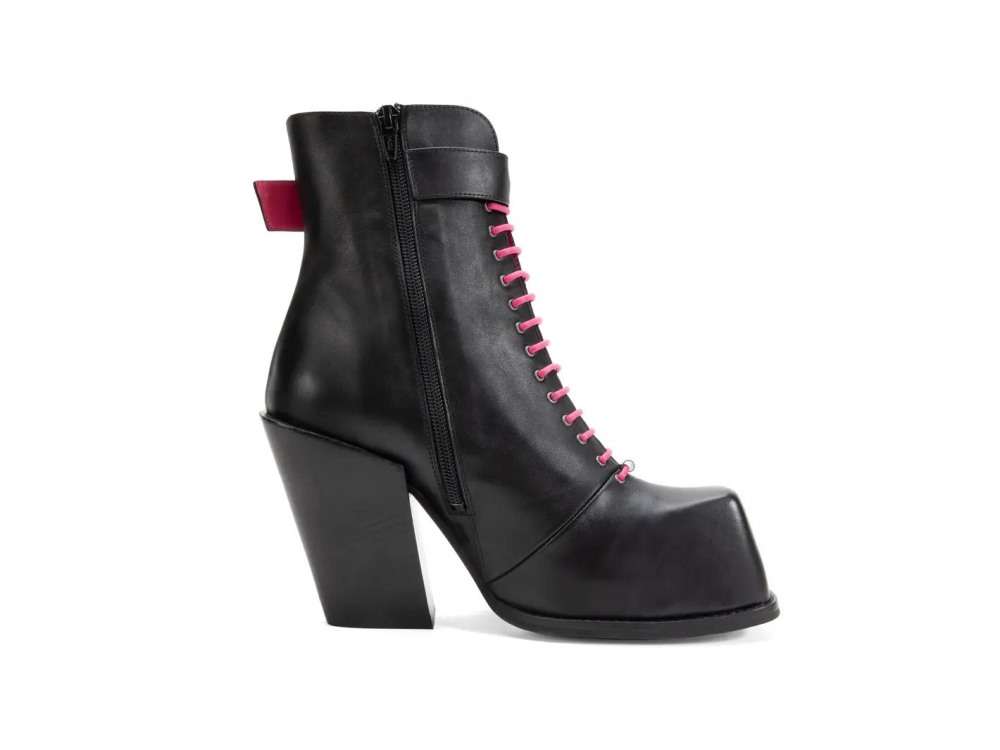 John Fluevog Olivia - Black | Zip-Up Ankle Boots with Laces