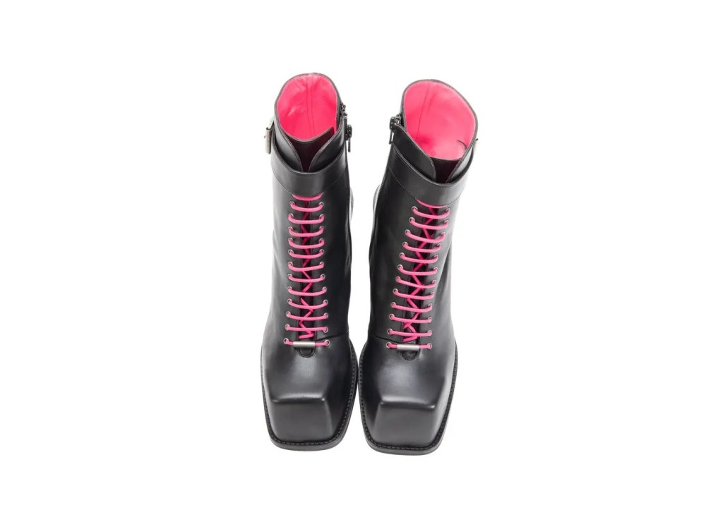 John Fluevog Olivia - Black | Zip-Up Ankle Boots with Laces