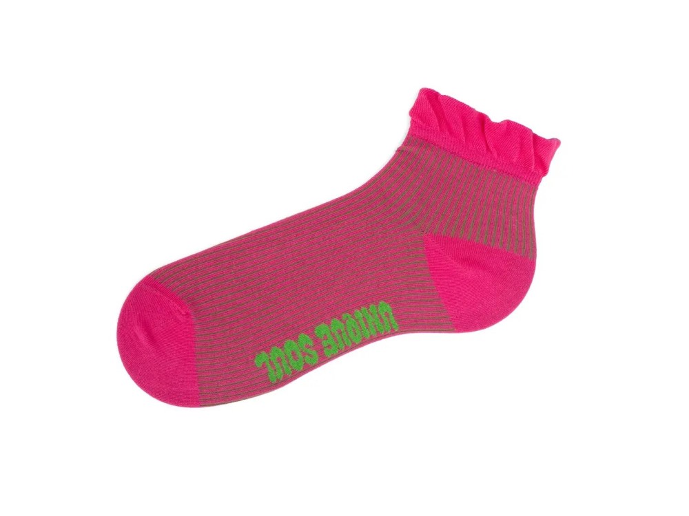 John Fluevog Callie Vog Socks (3-Pack) - Light Green/Blue/Pink | 3-pack ruffle ankle sock