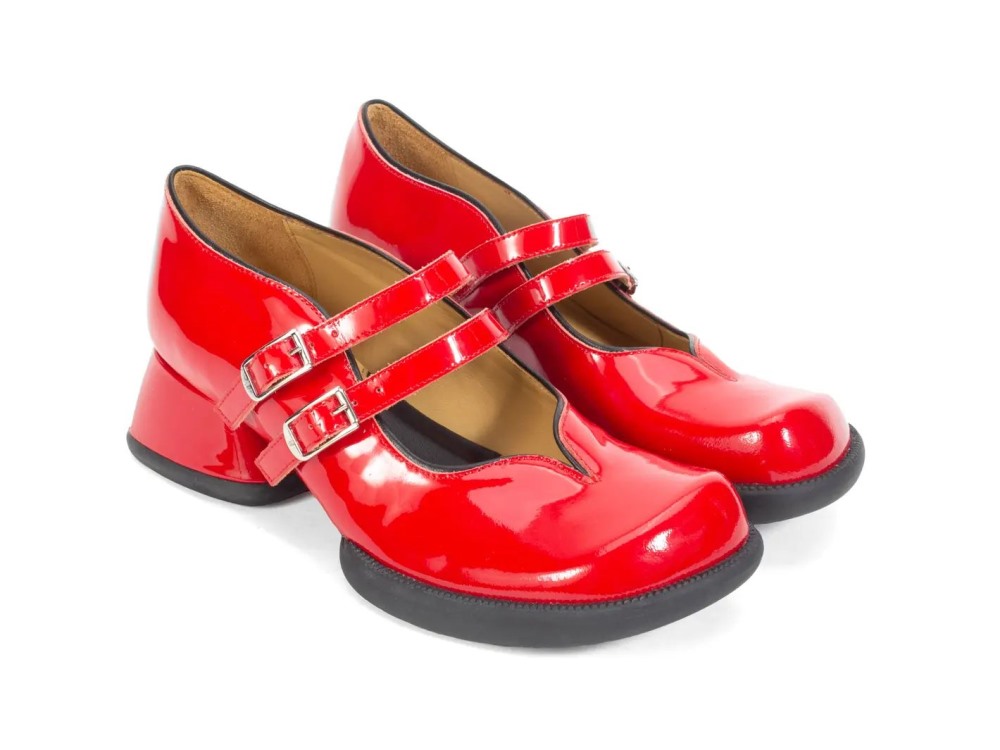 John Fluevog Amber - Red | Double-Strap Mary Janes
