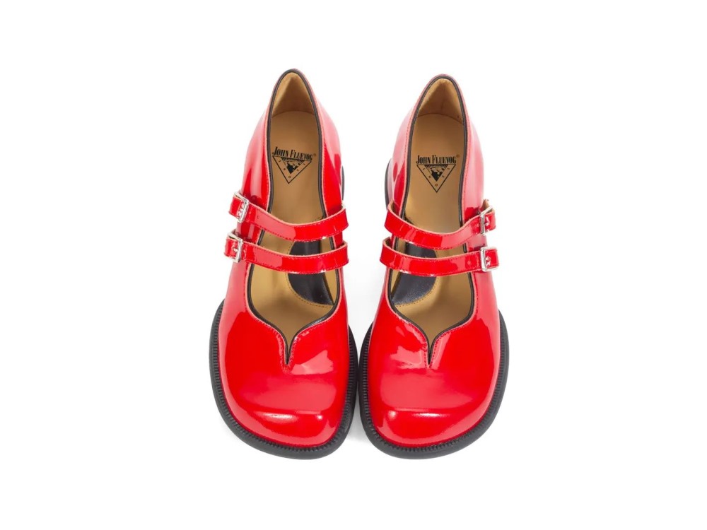 John Fluevog Amber - Red | Double-Strap Mary Janes