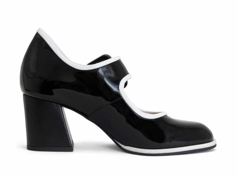 John Fluevog Cumulus - Black/White | Contrast Mary Jane Shoes