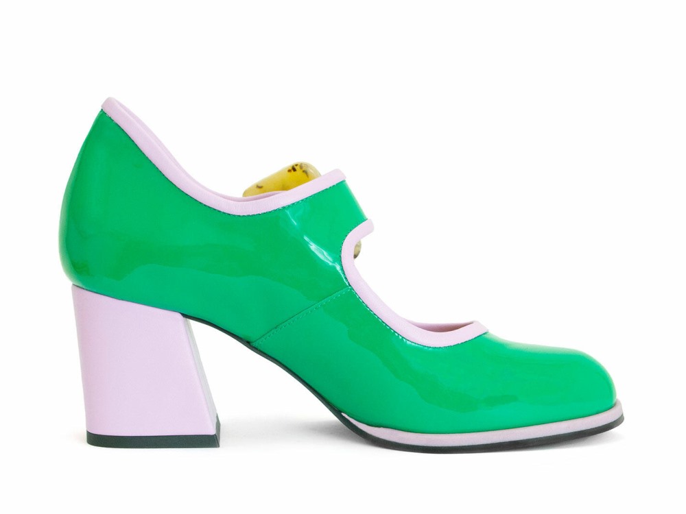 John Fluevog Cumulus - Green/Purple | Contrast Mary Jane Shoes