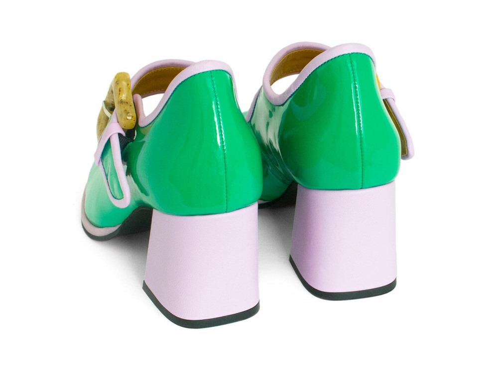 John Fluevog Cumulus - Green/Purple | Contrast Mary Jane Shoes