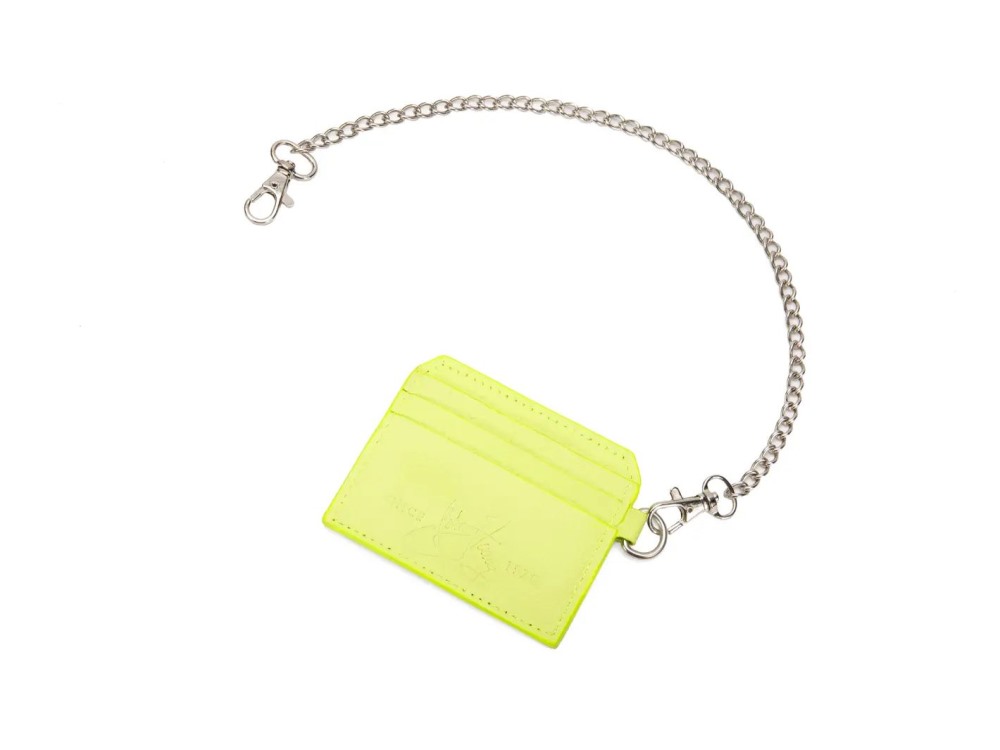 John Fluevog Chain Bobsie Cardholder - Neon Yellow | Cardholder with removable chain