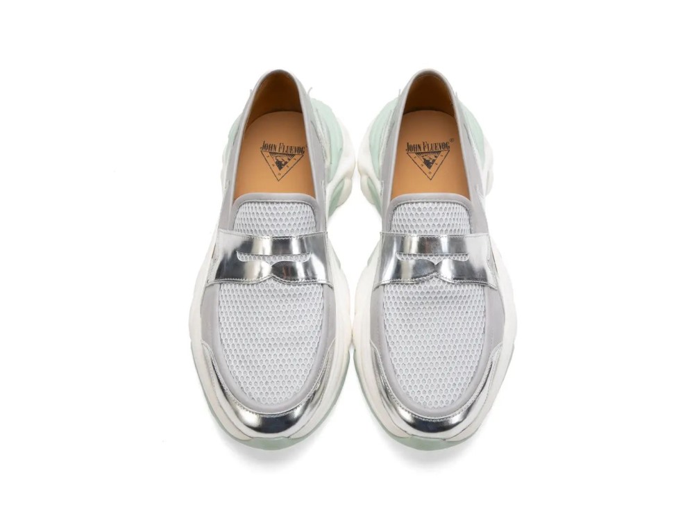 John Fluevog Maverick - Silver/Sage | Sneaker-Style Penny Loafers
