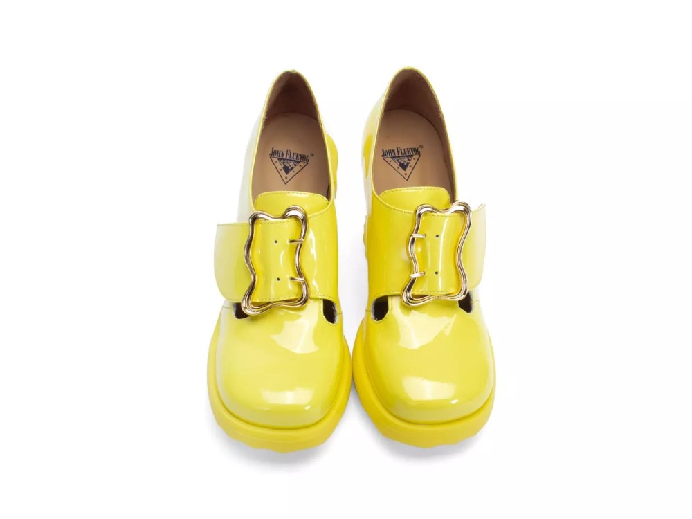 John Fluevog Sosta - Yellow | Mary Jane Heels with a Buckle