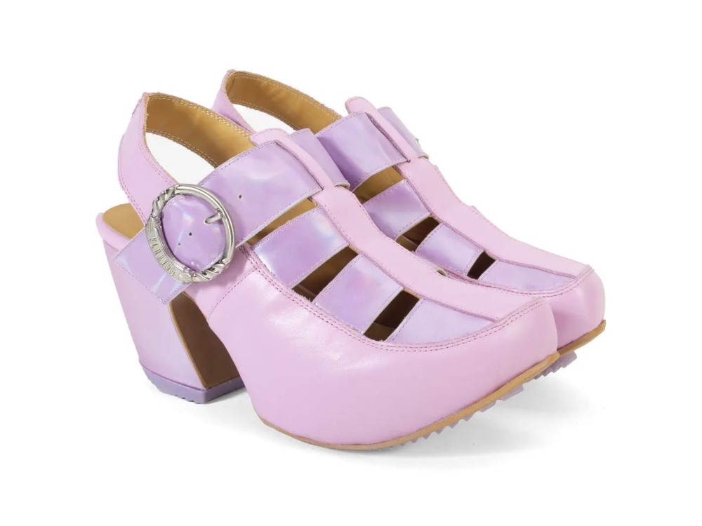 John Fluevog Gator - Purple | Slingback Fisherman Platforms