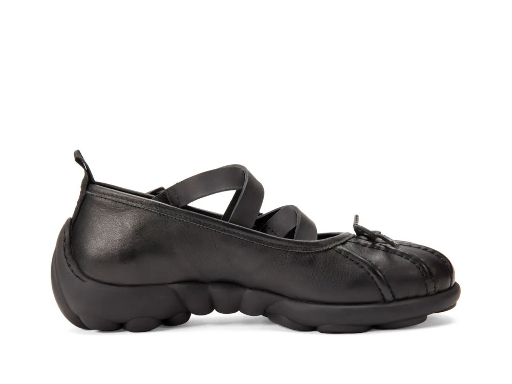 John Fluevog Freight - Black | Strappy Flats With Bow
