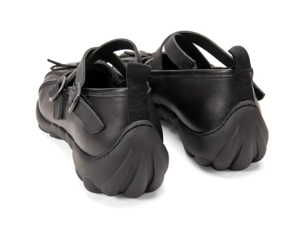 John Fluevog Freight - Black | Strappy Flats With Bow