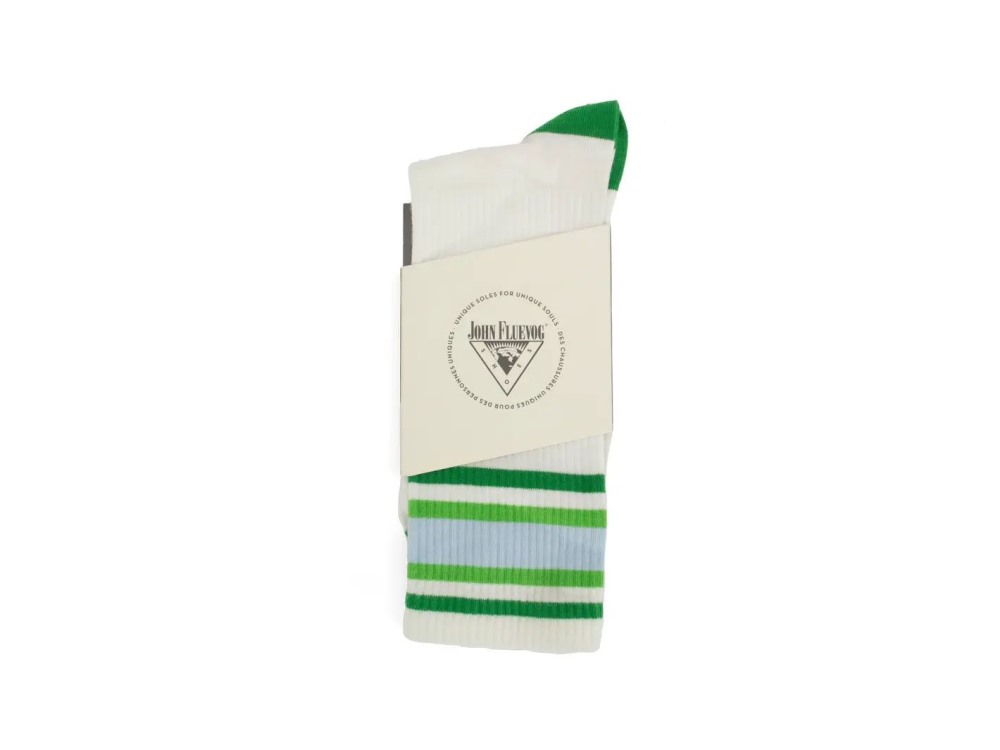John Fluevog Anchor - Off White/Green | Graphic varsity sock