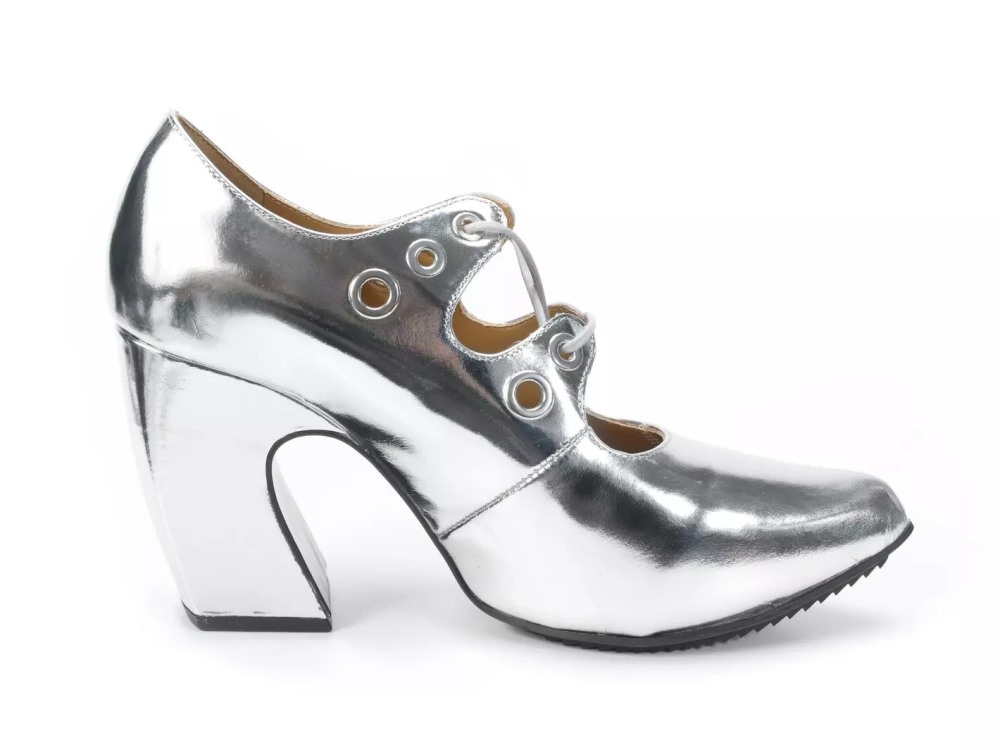 John Fluevog Monza - Silver | Platform Heels with Laces