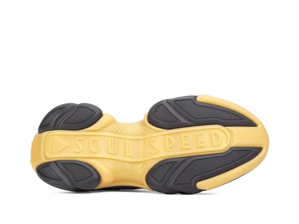 John Fluevog Bonneville - Gold/Black | Mesh Lace-Up Sneakers