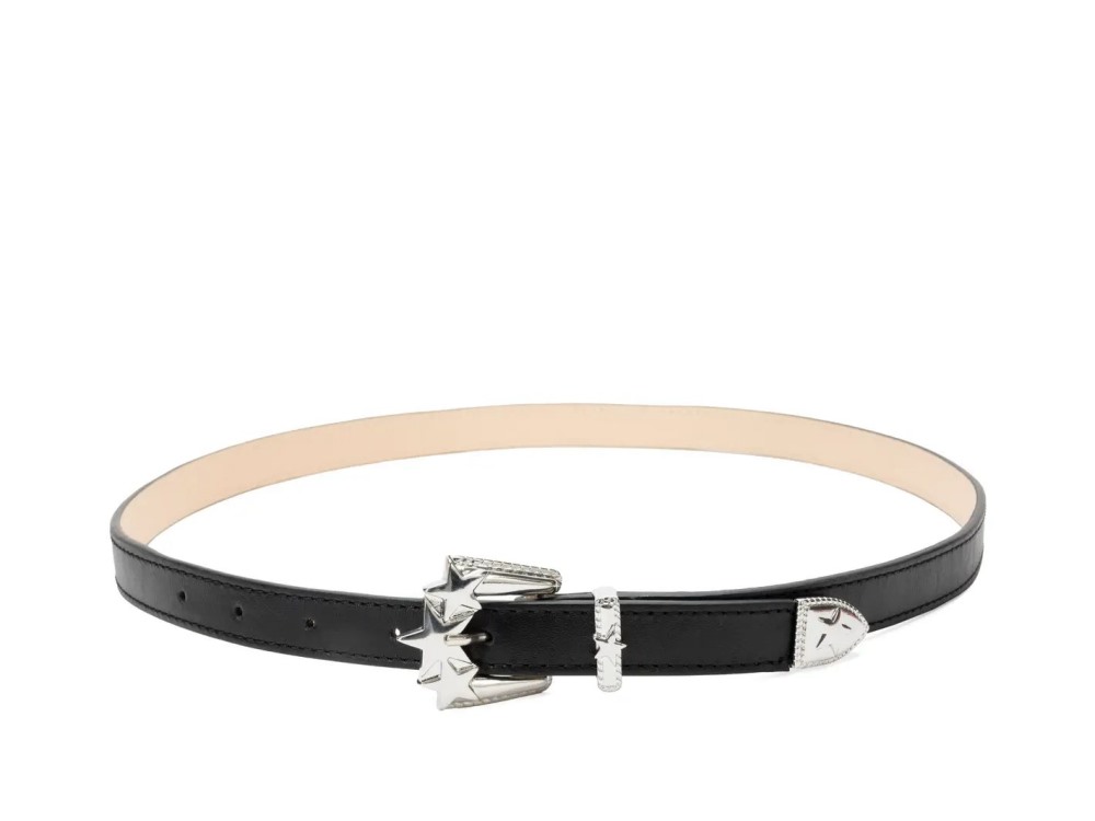 John Fluevog Antonia Belt - Black | Star Buckle Belt