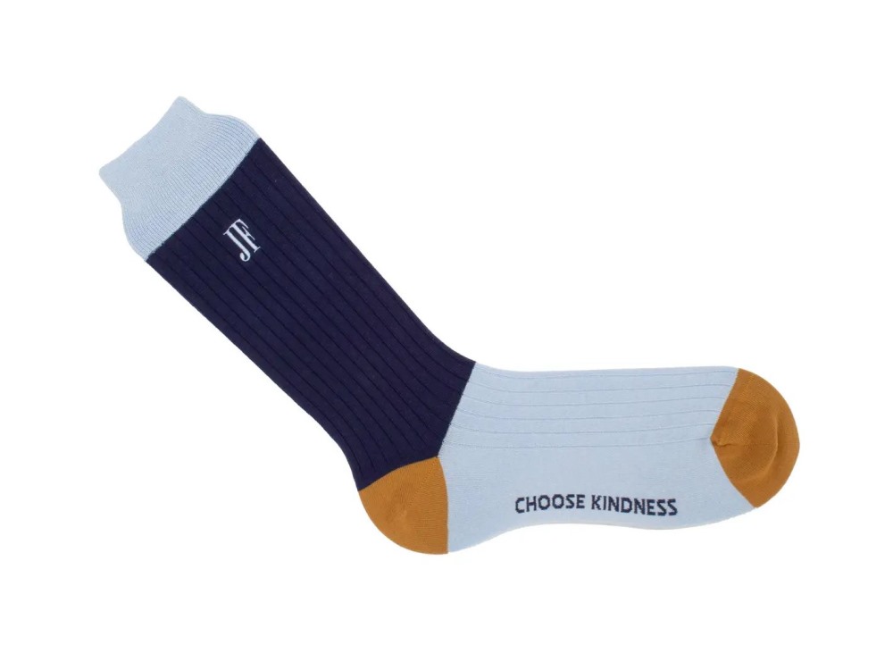 John Fluevog Archer Vog Socks - Navy/Blue/Brown | Colourblock sock