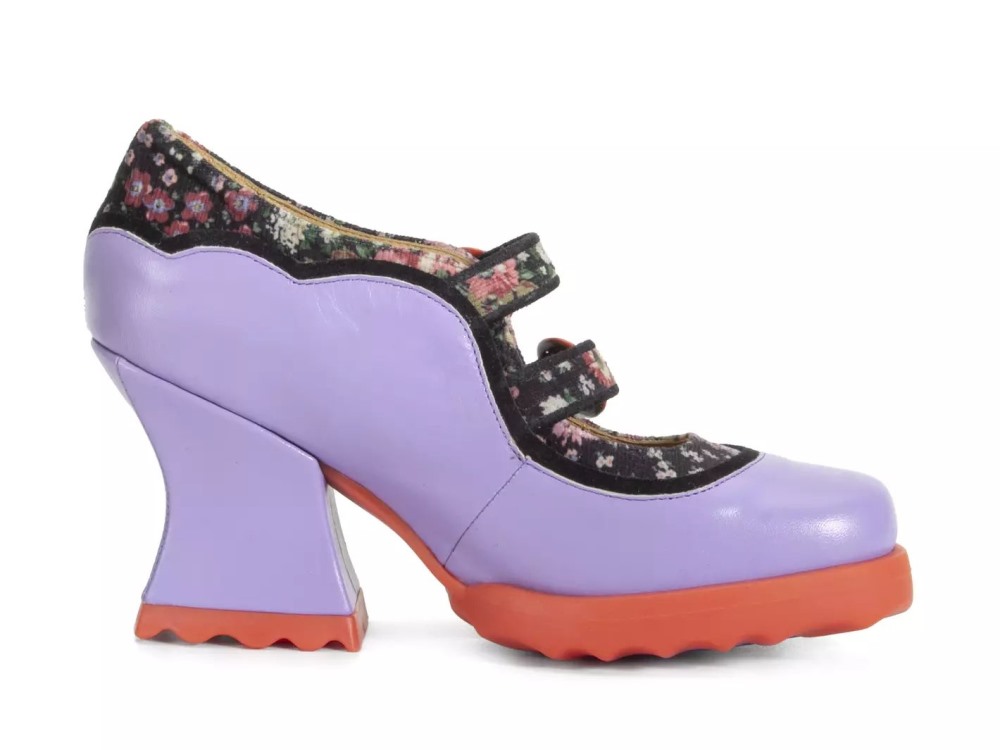 John Fluevog Parada - Purple Floral | Double-Strap Mary Janes