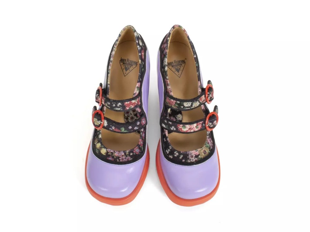 John Fluevog Parada - Purple Floral | Double-Strap Mary Janes
