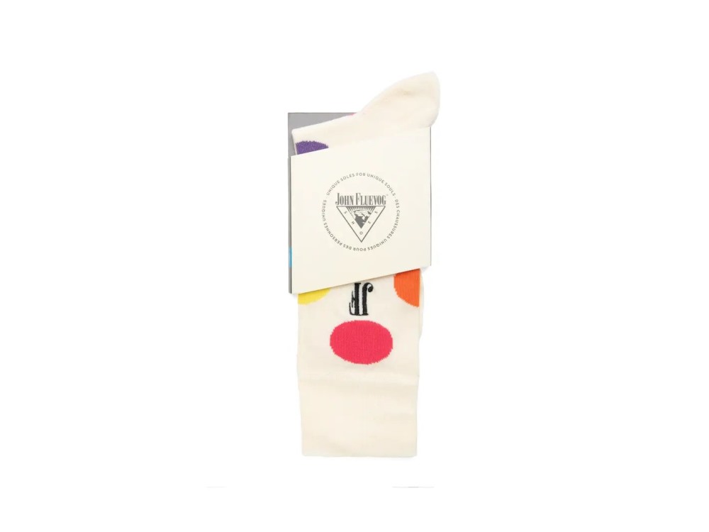 John Fluevog Pipo Vog Socks - Cream/Multi | Polka Dot Socks