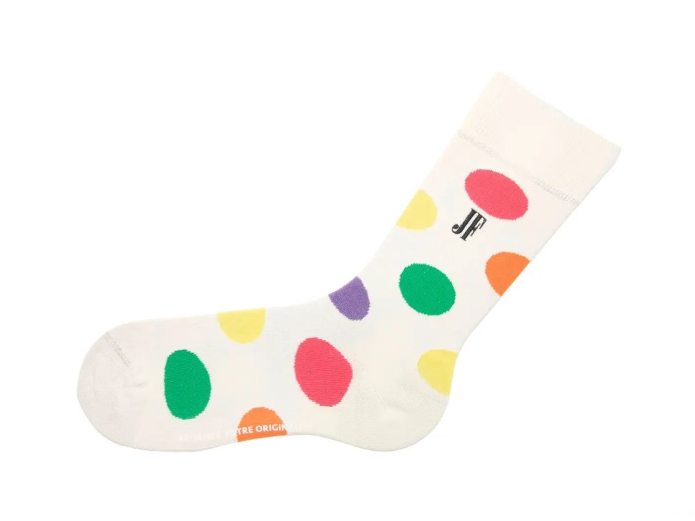 John Fluevog Pipo Vog Socks - Cream/Multi | Polka Dot Socks