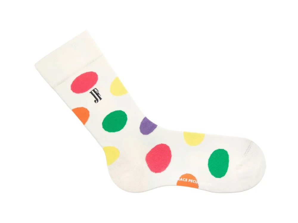 John Fluevog Pipo Vog Socks - Cream/Multi | Polka Dot Socks