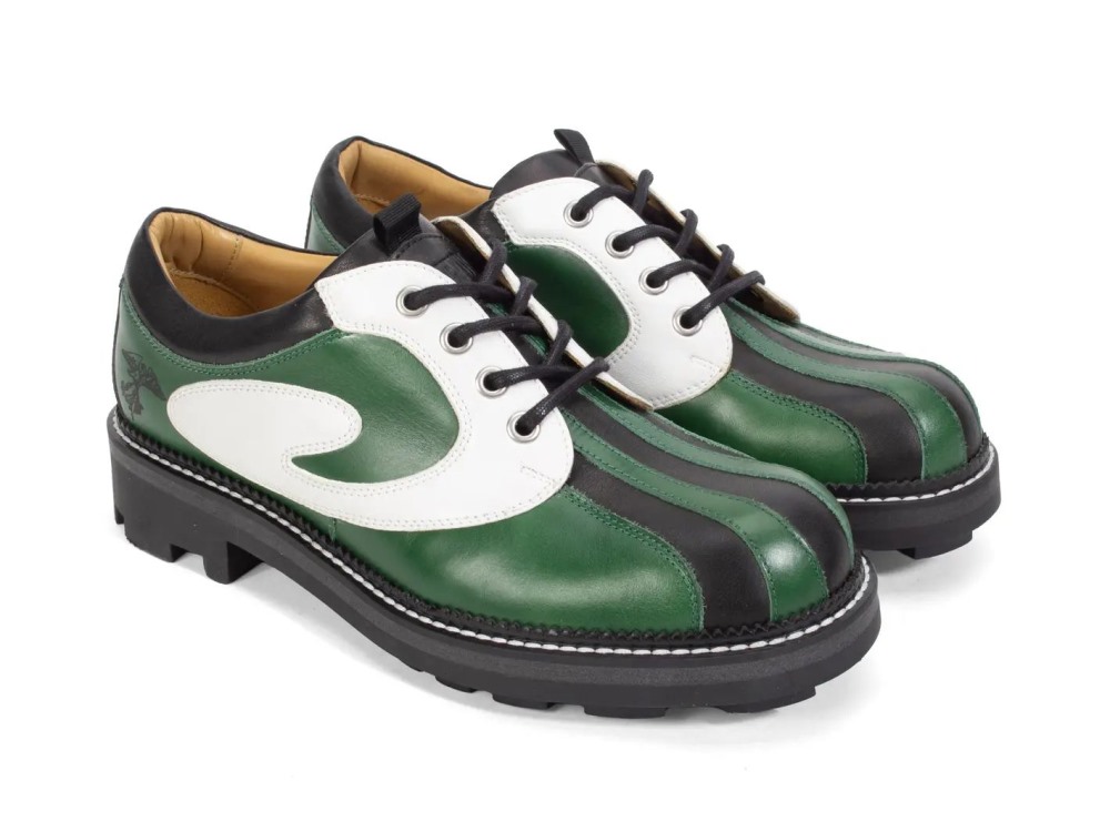 John Fluevog Supervog - Green/Black | Classic Lace-Up Derby Shoes