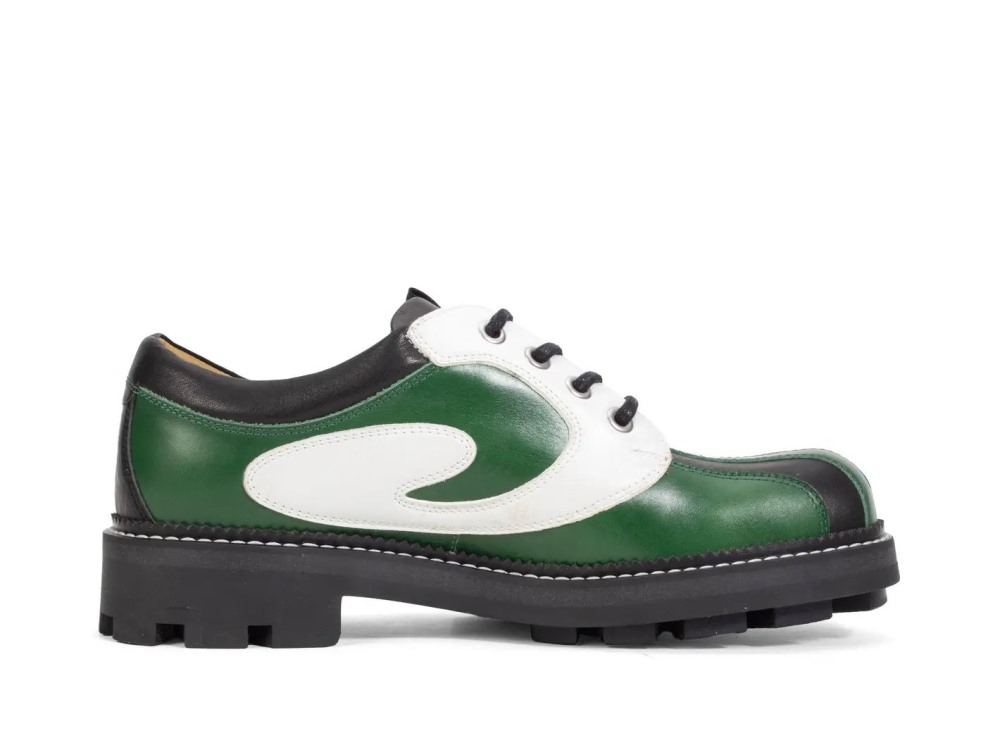 John Fluevog Supervog - Green/Black | Classic Lace-Up Derby Shoes