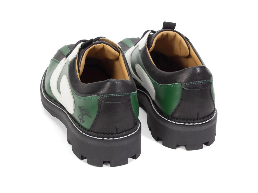 John Fluevog Supervog - Green/Black | Classic Lace-Up Derby Shoes