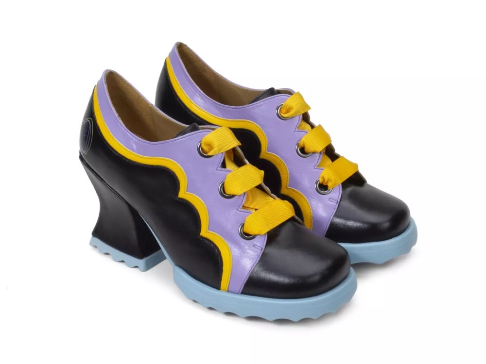 John Fluevog Fermare - Kids Print | Scalloped Lace-Up Heels