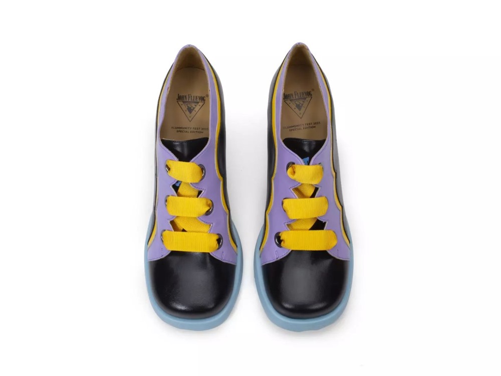 John Fluevog Fermare - Kids Print | Scalloped Lace-Up Heels