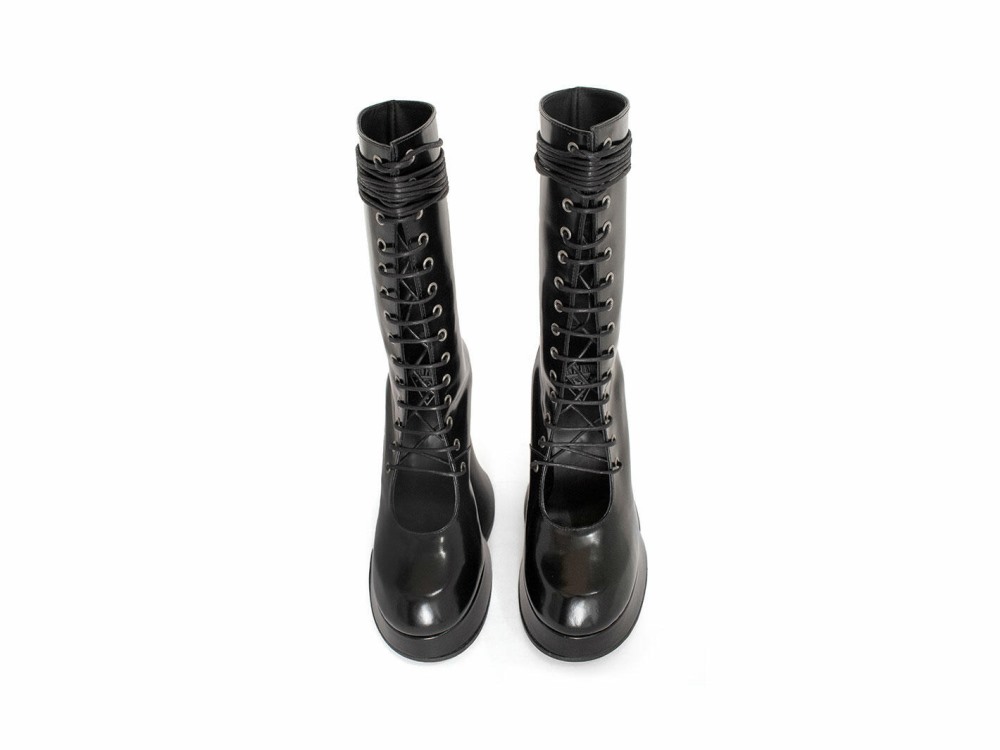 John Fluevog Corset Boot - Black | Lace-Up Corset Boots