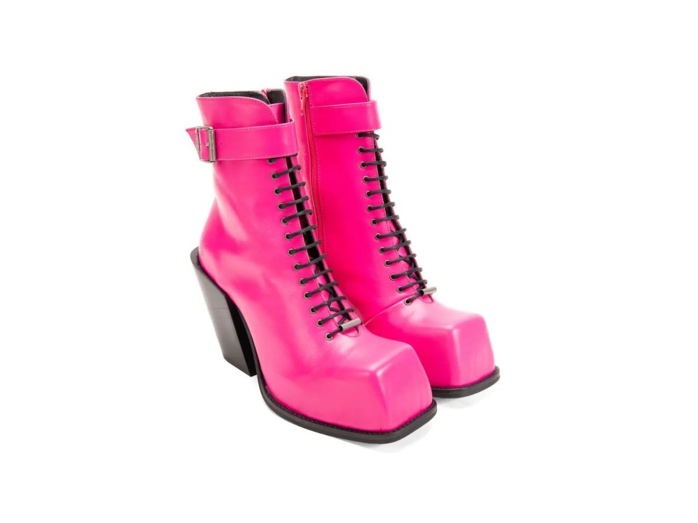 John Fluevog Olivia - Pink | Zip-Up Ankle Boots with Laces