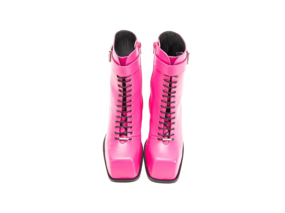 John Fluevog Olivia - Pink | Zip-Up Ankle Boots with Laces